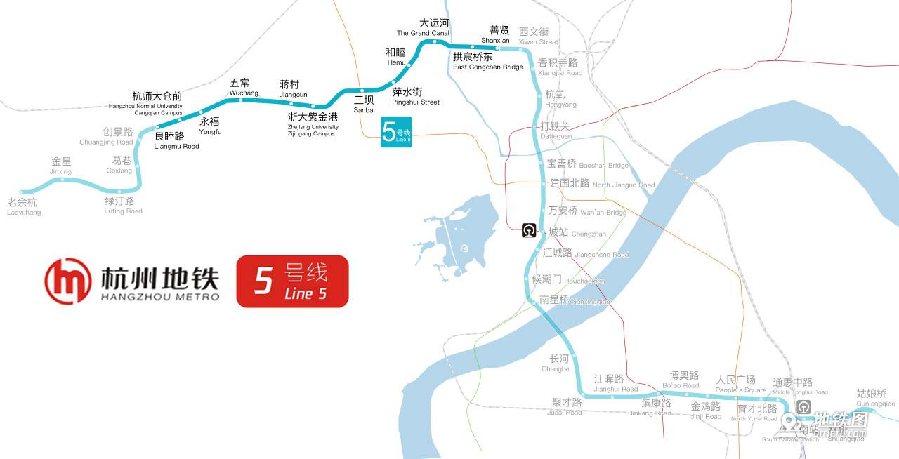 杭州地铁5号线线路图运营时间票价站点查询