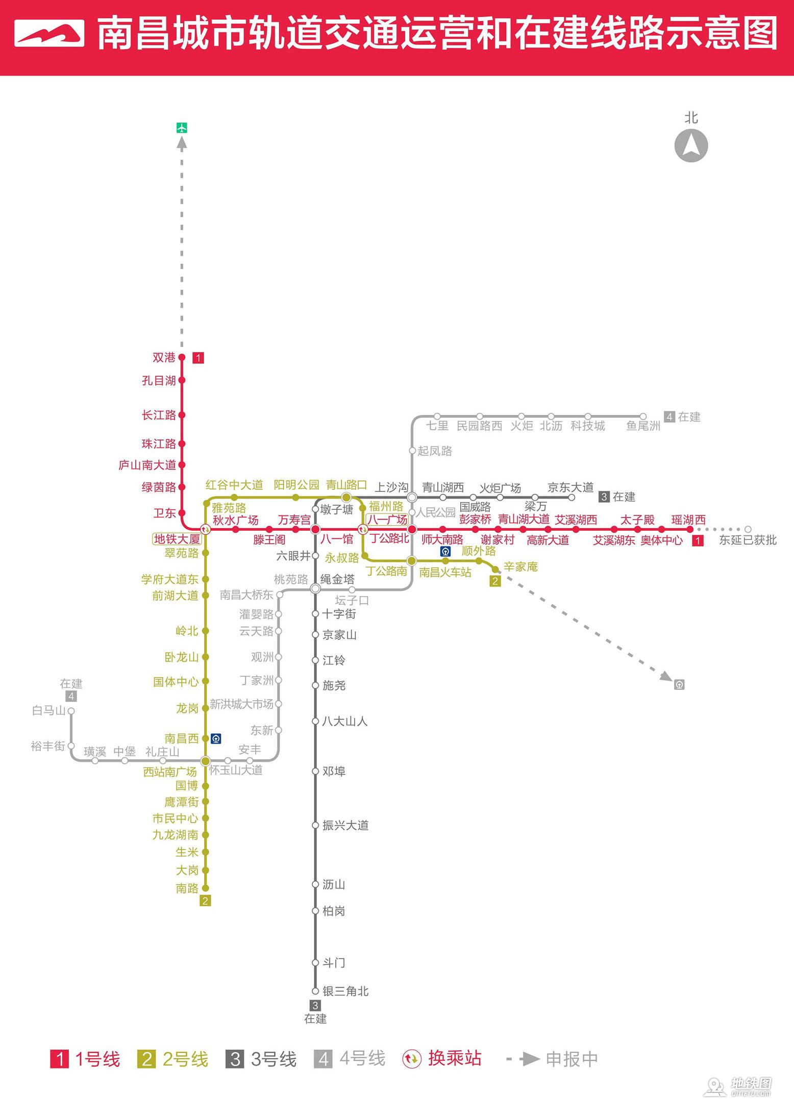 南昌地铁线路图运营时间票价站点查询下载