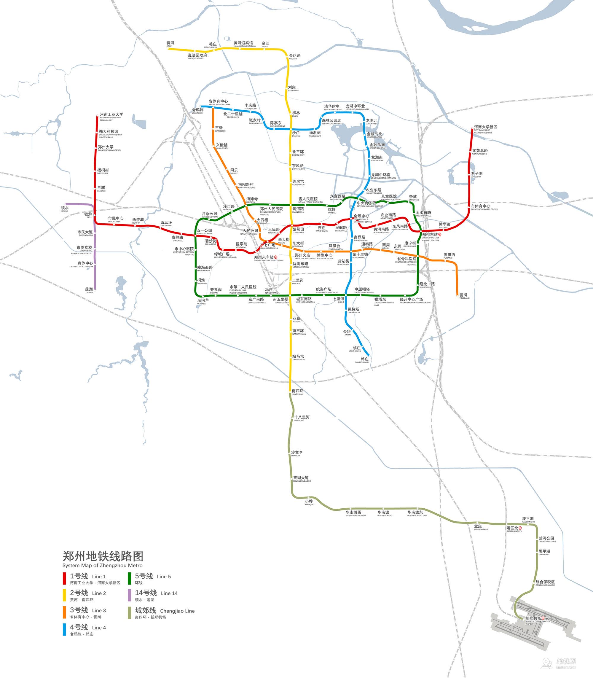 郑州地铁线路规划-高清大图（含1-6号线）
