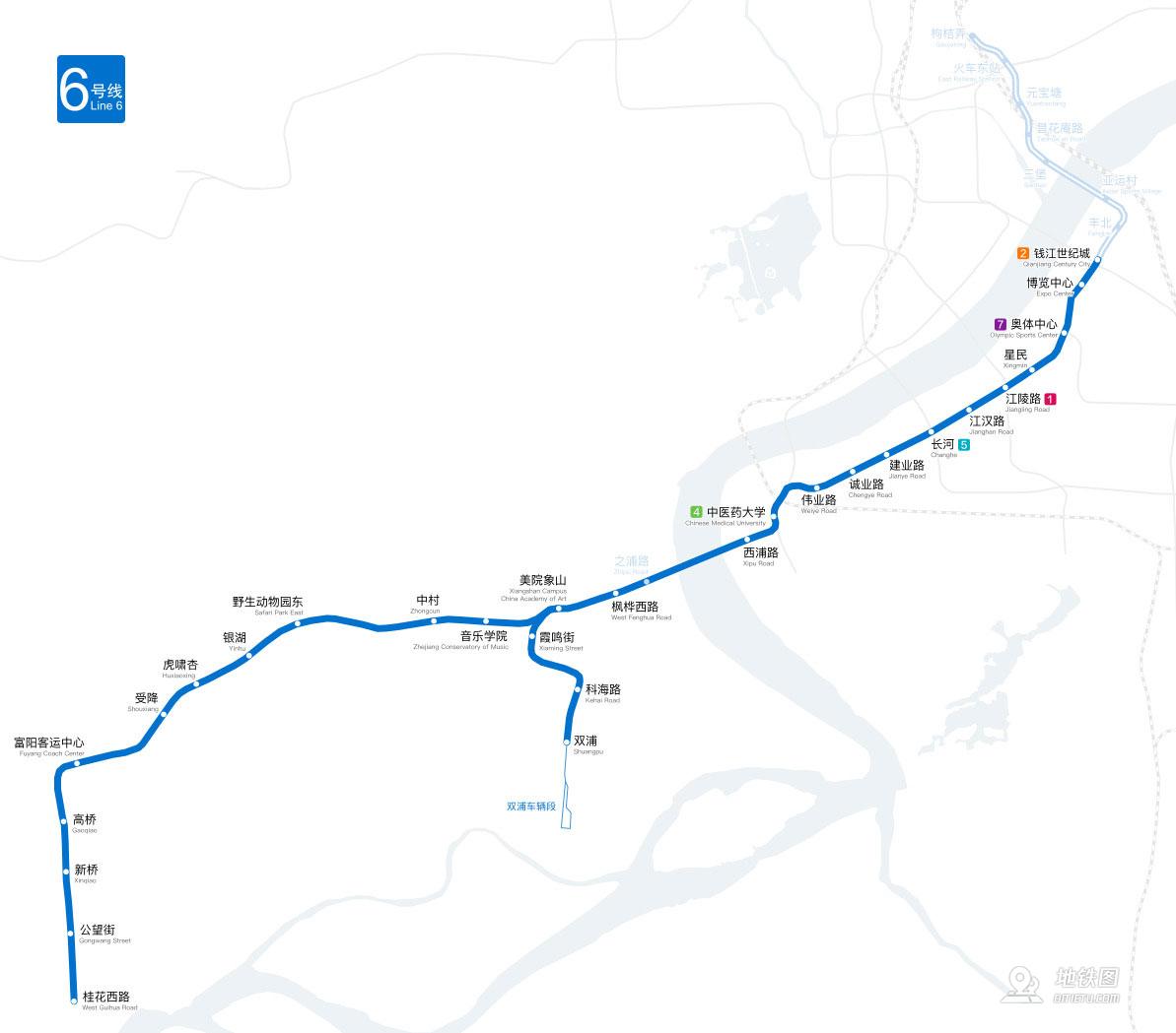 杭州地铁6号线线路图运营时间票价站点查询下载